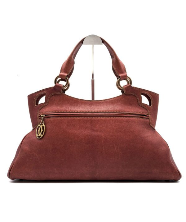 [PRE-ORDER] Cartier Marcello Handbag Brown Leather Vintage Top Handle Bag Authentic Pre-Owned