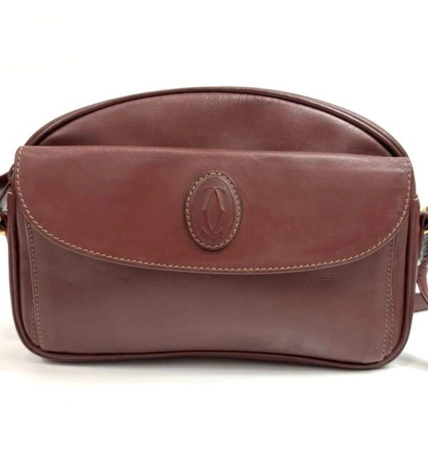 [PRE-ORDER] Cartier Must Line Burgundy Leather Crossbody Shoulder Bag Gold Hardware Authentic Pre-Owned