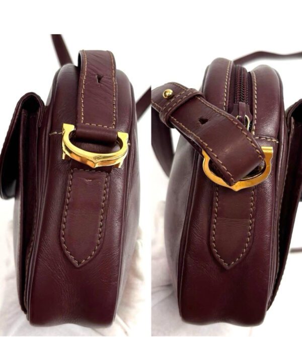 [PRE-ORDER] Cartier Must Line Burgundy Leather Crossbody Shoulder Bag Gold Hardware Authentic Pre-Owned