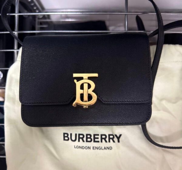 [PRE-ORDER] Burberry TB Logo Small Calf Leather Shoulder Bag Black Authentic Pre-Owned
