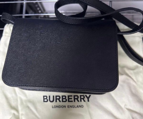 [PRE-ORDER] Burberry TB Logo Small Calf Leather Shoulder Bag Black Authentic Pre-Owned