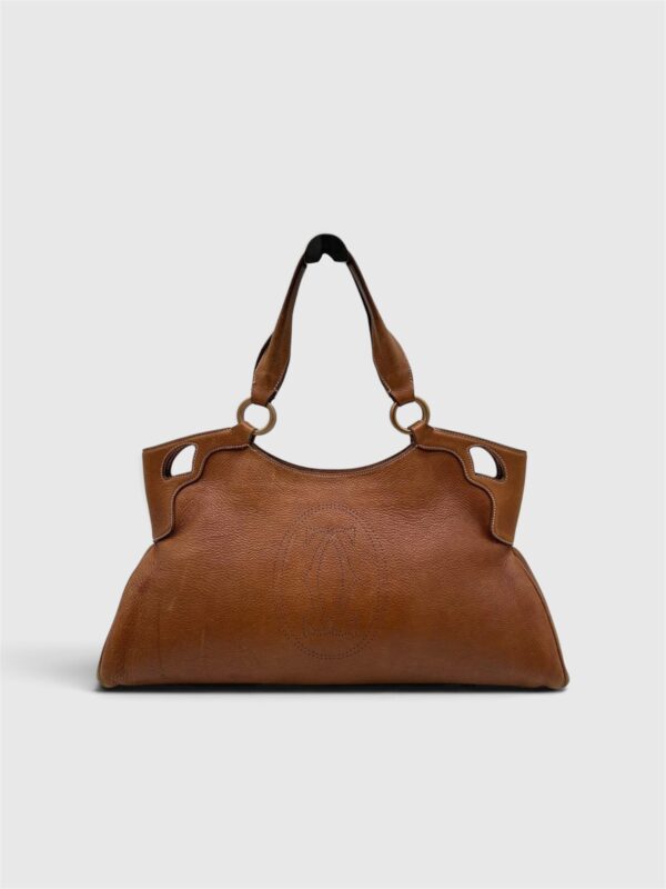 [PRE-ORDER] Vintage Cartier Marcello Tote Bag Brown Grained Leather | Authentic Pre-Owned