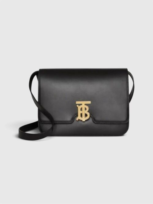 [PRE-ORDER] Burberry TB Logo Small Calf Leather Shoulder Bag Black Authentic Pre-Owned